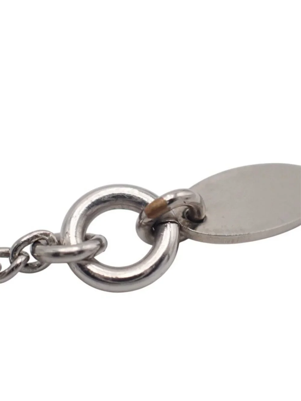Chanel CC Logo Necklace Metal Crystal Silver Simple